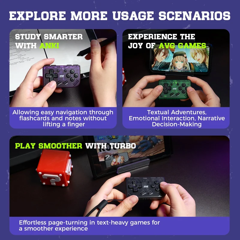 IINE Mini Retro Ananke Controller for Nintendo Switch / PC / Android / iOS (Black, Purple) (L1042, L1013)