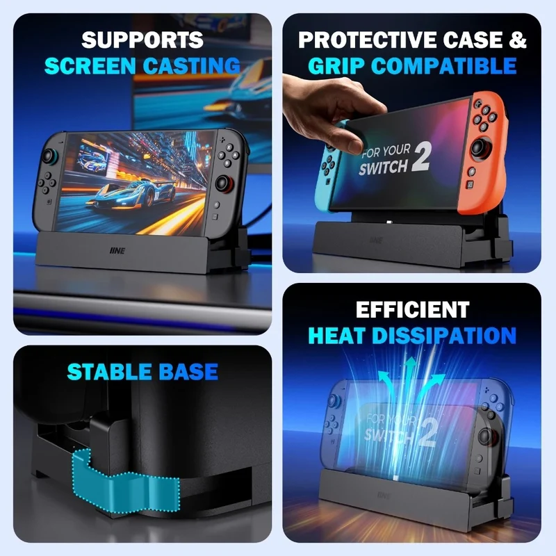 IINE Video Dock Extension Stand for Nintendo Switch 2 (Black) (L1216)