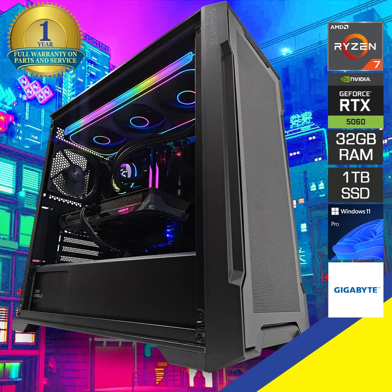 Sophos C102 Black Desktop Gaming PC | AMD Ryzen 7 9700X | 32GB RAM | 1TB SSD | RTX 5060 TI | Windows 11 Pro