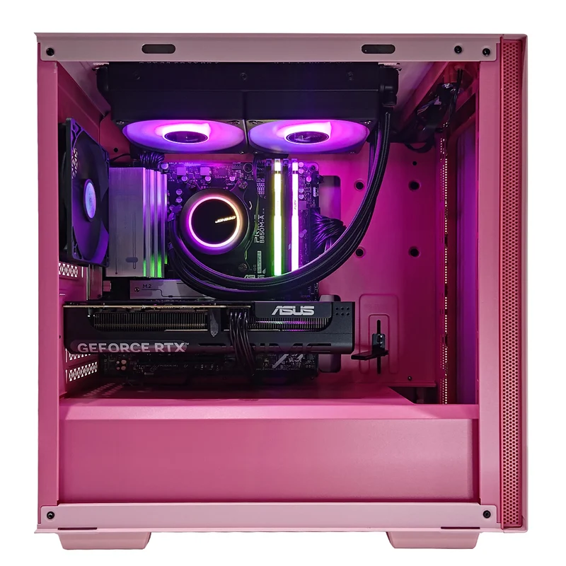 Aurora Macube Pink Desktop Gaming PC | AMD Ryzen 7 7700 | 16GB RAM | 1TB SSD | RTX 5060 OC | Windows 11 Pro