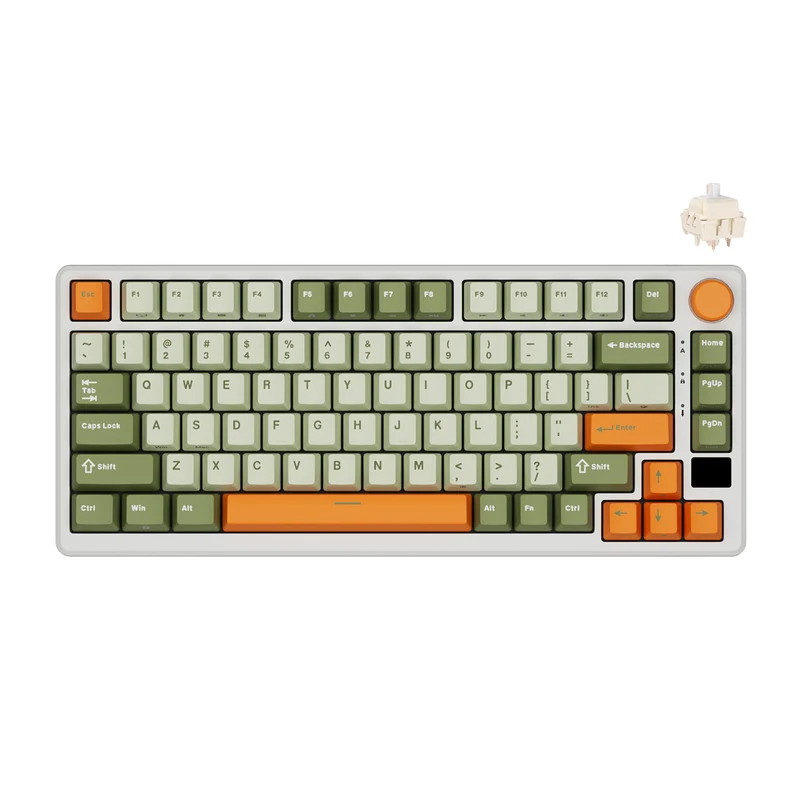 Royal Kludge RK-M75 Tri-Mode RGB 81 Keys Hot-Swappable Mechanical Keyboard Slate Cyan (Cream Switch, Beige Switch)