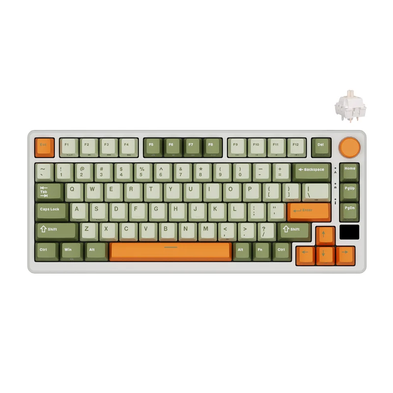 Royal Kludge RK-M75 Tri-Mode RGB 81 Keys Hot-Swappable Mechanical Keyboard Slate Cyan (Cream Switch, Beige Switch)