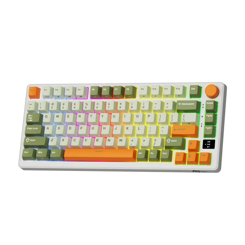 Royal Kludge RK-M75 Tri-Mode RGB 81 Keys Hot-Swappable Mechanical Keyboard Slate Cyan (Cream Switch, Beige Switch)