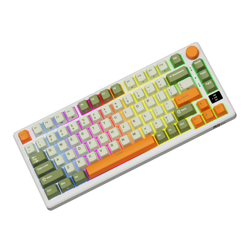Royal Kludge RK-M75 Tri-Mode RGB 81 Keys Hot-Swappable Mechanical Keyboard Slate Cyan (Cream Switch, Beige Switch)