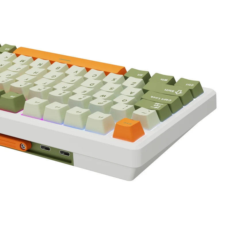 Royal Kludge RK-M75 Tri-Mode RGB 81 Keys Hot-Swappable Mechanical Keyboard Slate Cyan (Cream Switch, Beige Switch)