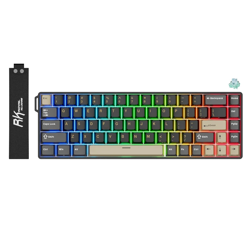Royal Kludge RK68 HE Wired RGB Hot-Swappable Mechanical Keyboard Phantom (Mint Switch)