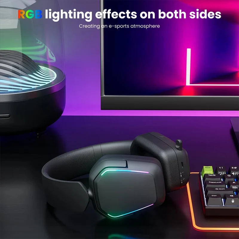 Royal Kludge RK HG101 RGB Tri-Mode Gaming Headphone (Matte Black, Platinum Grey, Berry Red, Pink)
