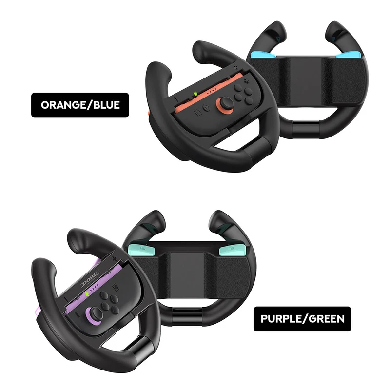 Dobe Controller Steering Wheel for Nintendo Switch 2 Joy-Pad (Black) (Orange/Blue, Purple/Green) TNS-3195S