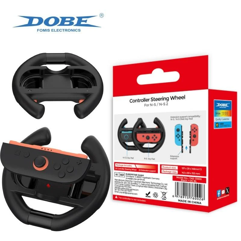 Dobe Controller Steering Wheel for Nintendo Switch 2 Joy-Pad (Black) (Orange/Blue, Purple/Green) TNS-3195S