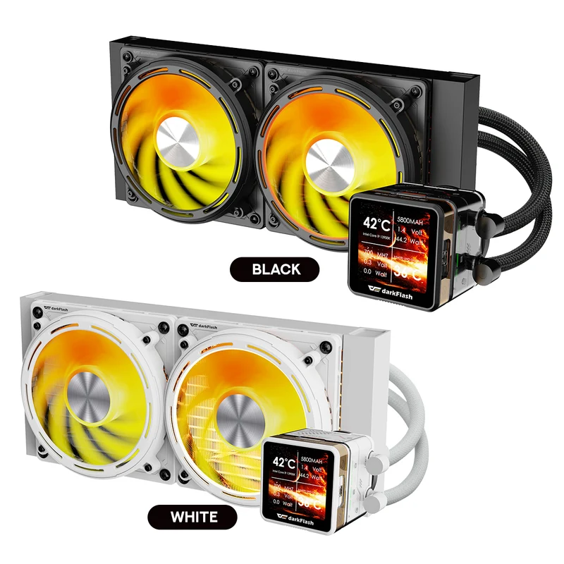 DarkFlash Explore DE240 AIO 240mm Liquid CPU Cooler (Black, White)