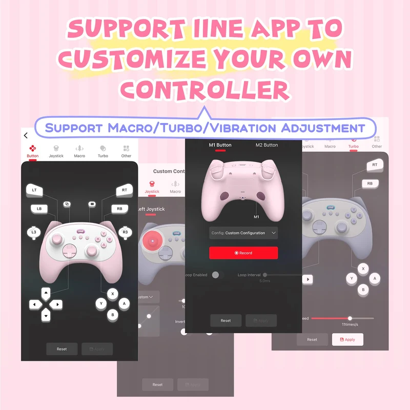IINE Meow Kitten Controller with Tail Charging Dock for PC / Nintendo Switch (Blue, Pink) (L1049, L1050)