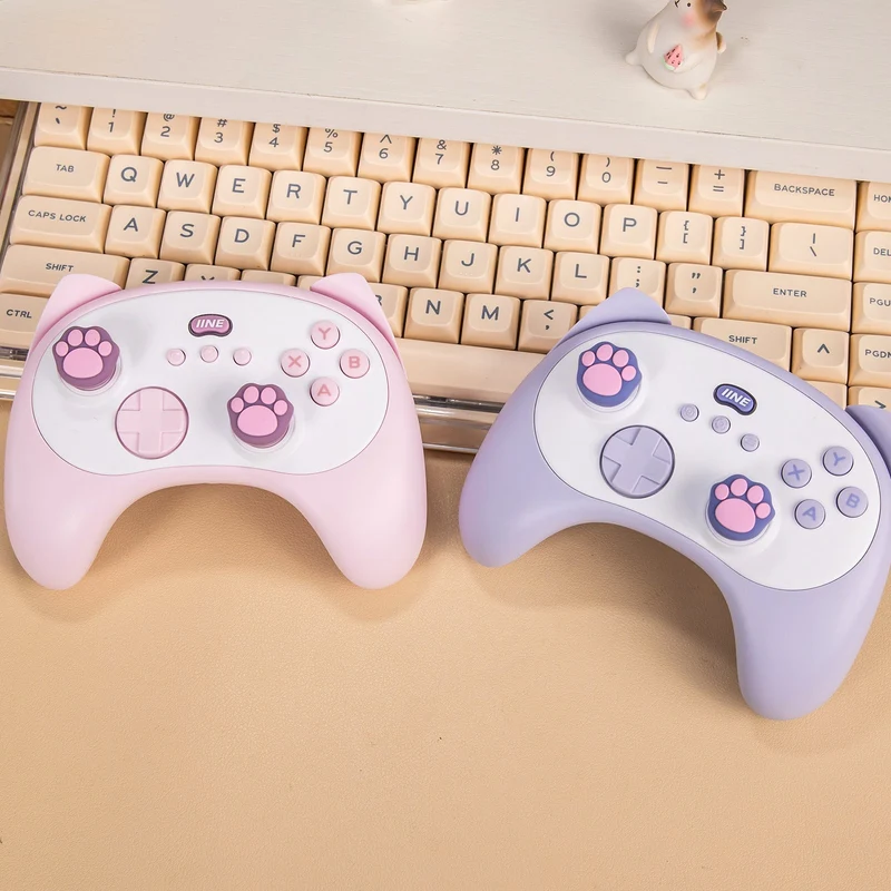 IINE Meow Kitten Controller with Tail Charging Dock for PC / Nintendo Switch (Blue, Pink) (L1049, L1050)