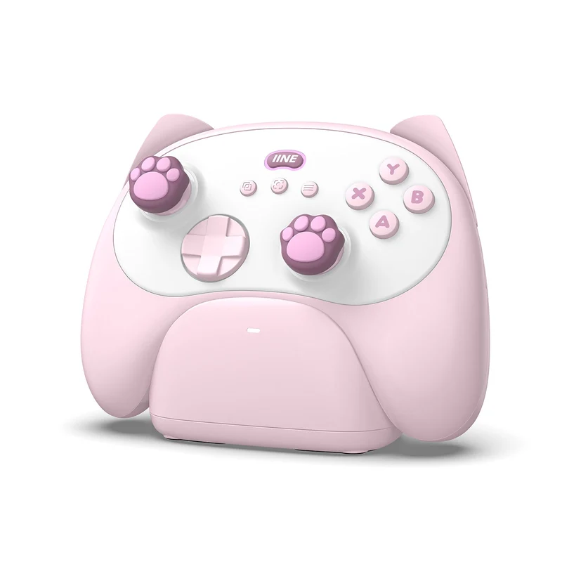 IINE Meow Kitten Controller with Tail Charging Dock for PC / Nintendo Switch (Blue, Pink) (L1049, L1050)