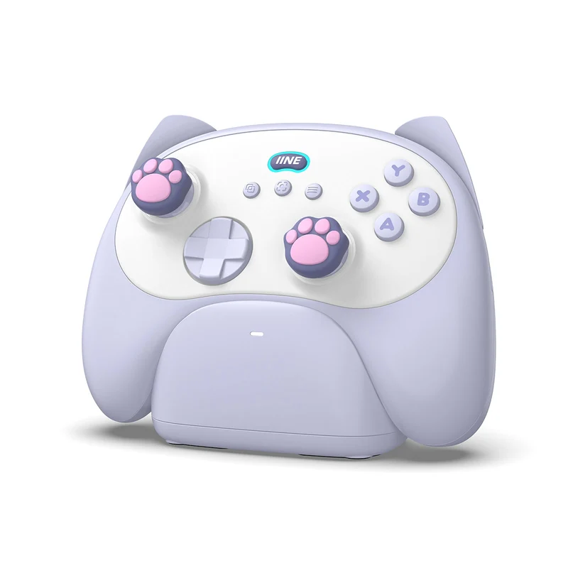 IINE Meow Kitten Controller with Tail Charging Dock for PC / Nintendo Switch (Blue, Pink) (L1049, L1050)