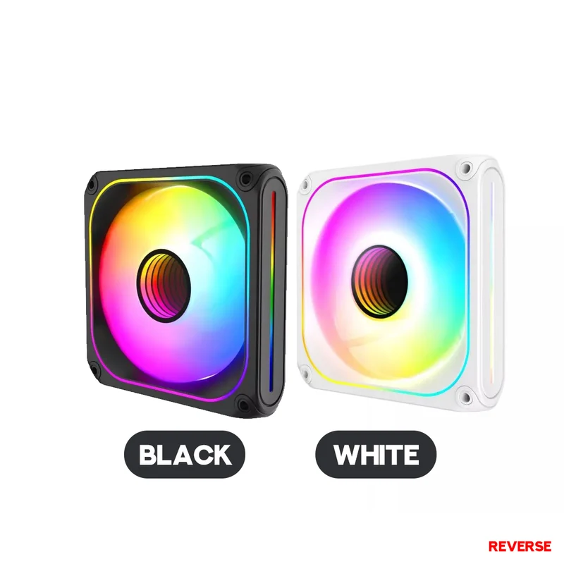 Coolman Drift Core CM-07RF 120mm Reverse ARGB Cooling Fan (Black, White)