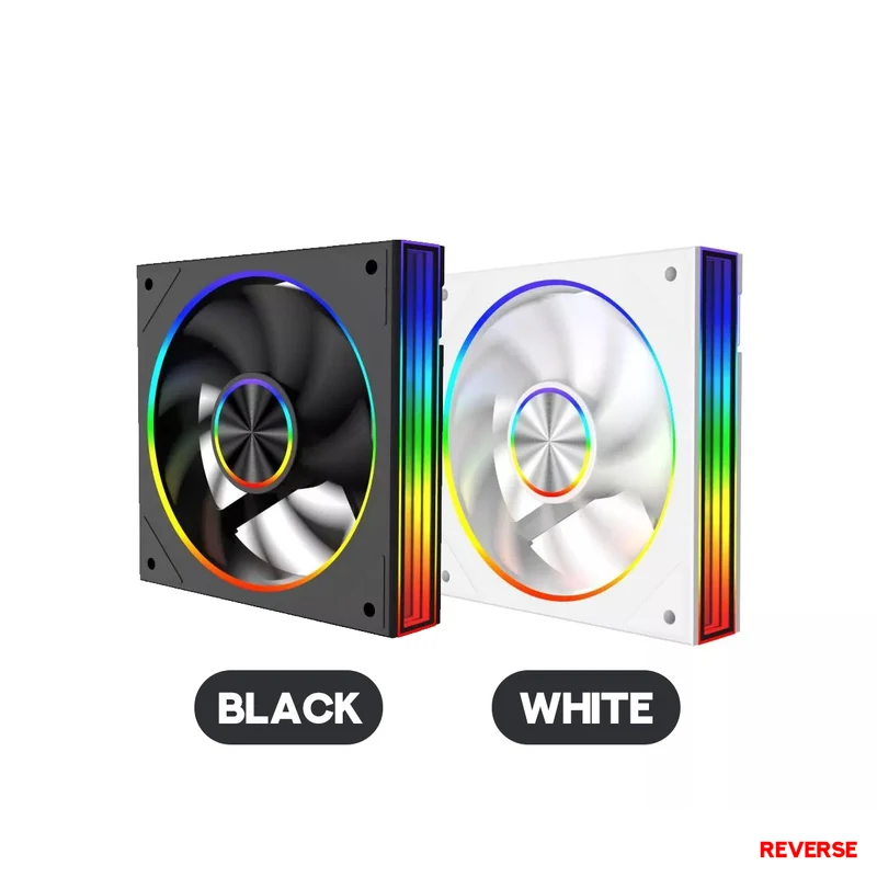 Coolman Drift Fury CM-06RF 120mm Reverse ARGB Cooling Fan (Black, White)