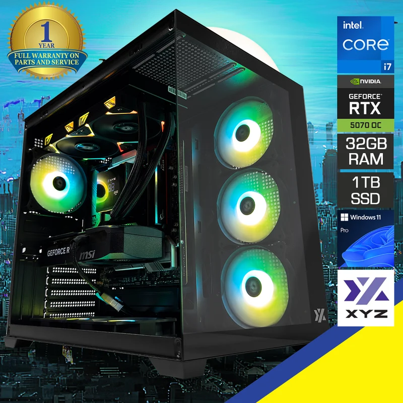 Sophos Tesseract X 50 Black Desktop Gaming PC | Intel i7 14700 | 32GB RAM | 1TB SSD | RTX 5070 OC | Windows 11 Pro