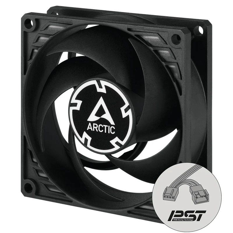 Arctic P8 PWM PST CO 80mm PWM Fan with Cable Splitter for Continuous Operation (Black) (ACFAN00151A)