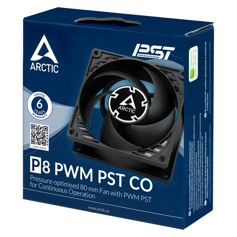 Arctic P8 PWM PST CO 80mm PWM Fan with Cable Splitter for Continuous Operation (Black) (ACFAN00151A)