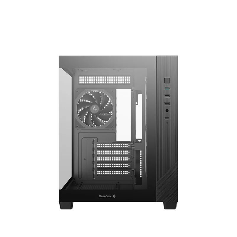 DeepCool CG330 3F Panoramic Glass Panel Dual Chamber M-ATX PC Case (Black, White)