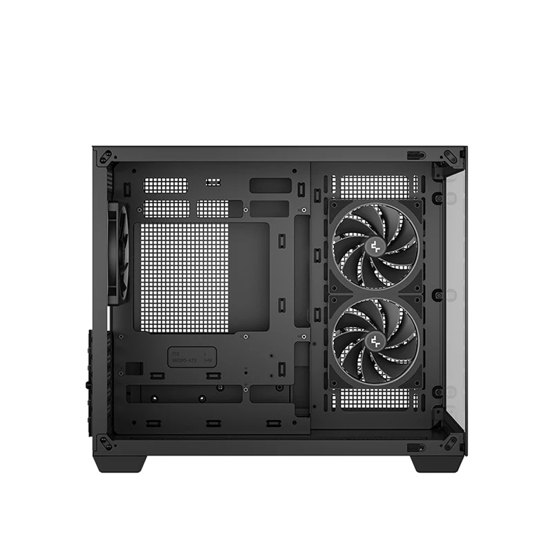 DeepCool CG330 3F Panoramic Glass Panel Dual Chamber M-ATX PC Case (Black, White)