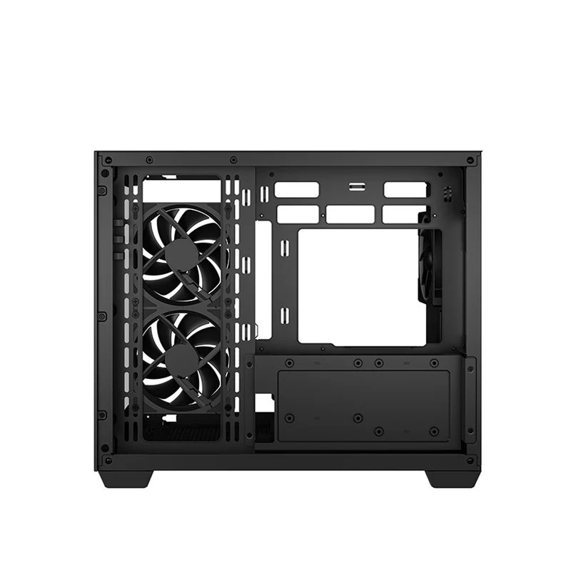 DeepCool CG330 3F Panoramic Glass Panel Dual Chamber M-ATX PC Case (Black, White)