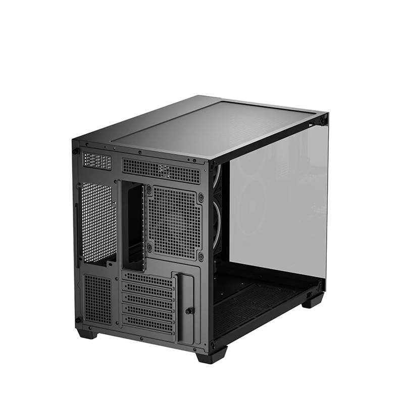 DeepCool CG330 3F Panoramic Glass Panel Dual Chamber M-ATX PC Case (Black, White)