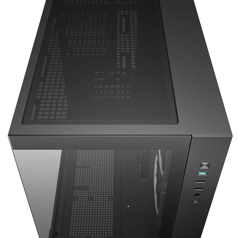 DeepCool CG330 3F Panoramic Glass Panel Dual Chamber M-ATX PC Case (Black, White)