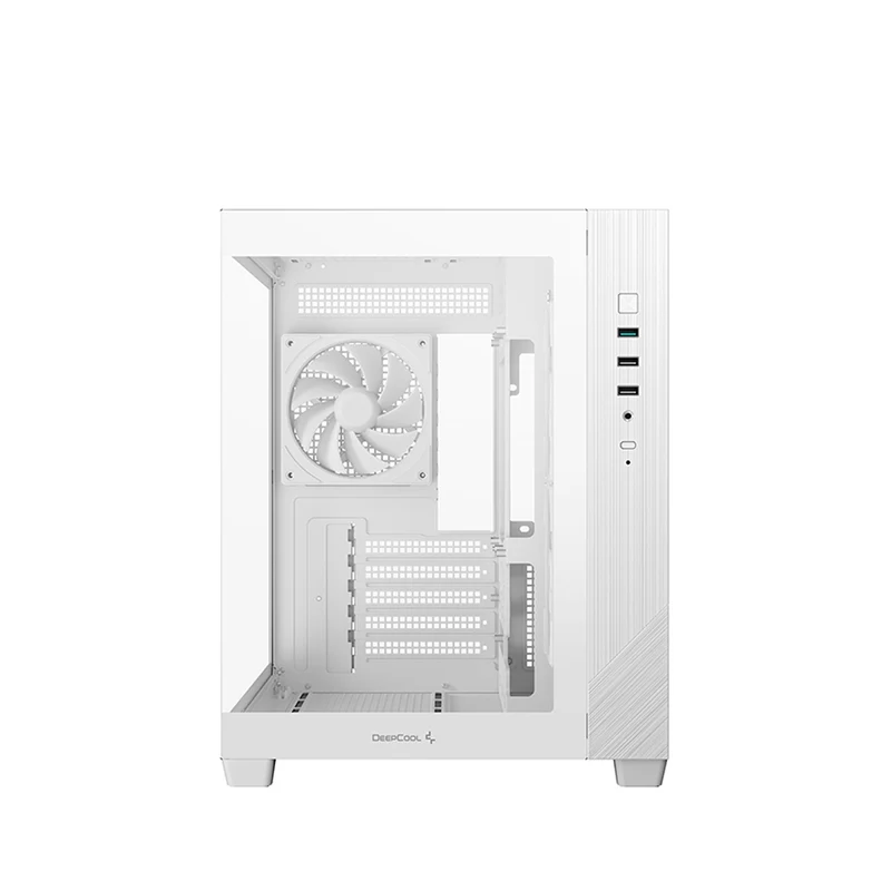 DeepCool CG330 3F Panoramic Glass Panel Dual Chamber M-ATX PC Case (Black, White)
