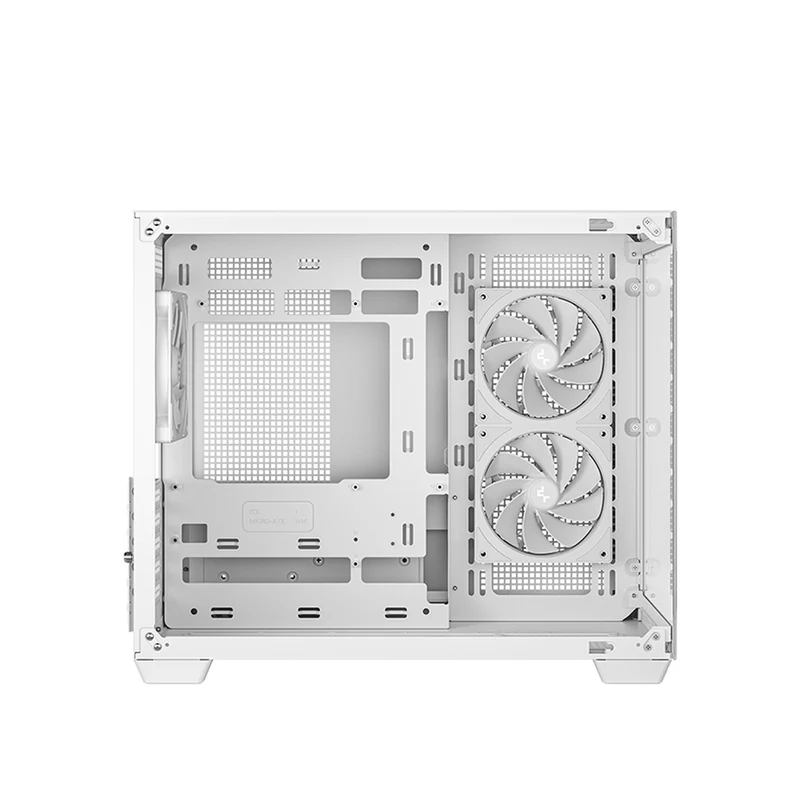 DeepCool CG330 3F Panoramic Glass Panel Dual Chamber M-ATX PC Case (Black, White)