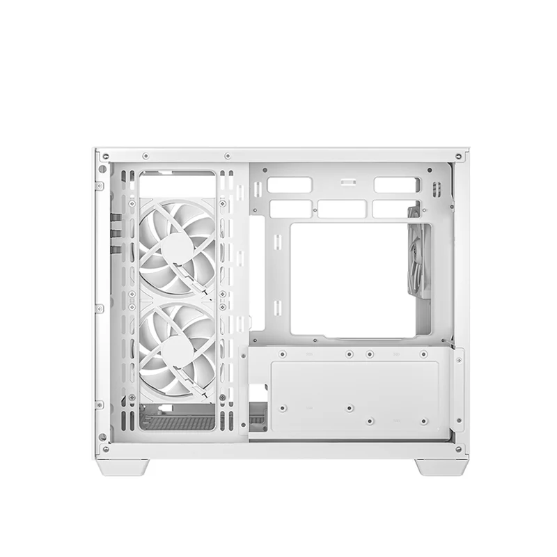 DeepCool CG330 3F Panoramic Glass Panel Dual Chamber M-ATX PC Case (Black, White)
