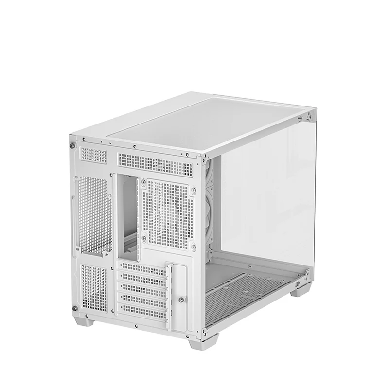 DeepCool CG330 3F Panoramic Glass Panel Dual Chamber M-ATX PC Case (Black, White)