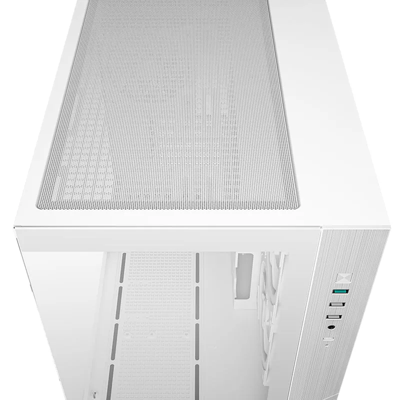 DeepCool CG330 3F Panoramic Glass Panel Dual Chamber M-ATX PC Case (Black, White)