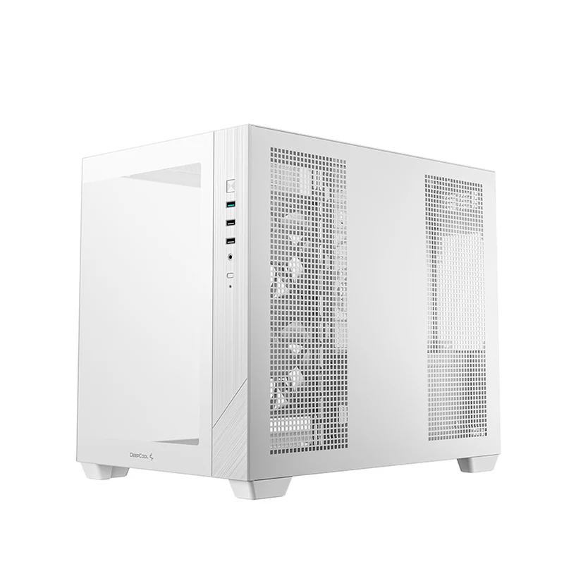DeepCool CG330 3F Panoramic Glass Panel Dual Chamber M-ATX PC Case (Black, White)