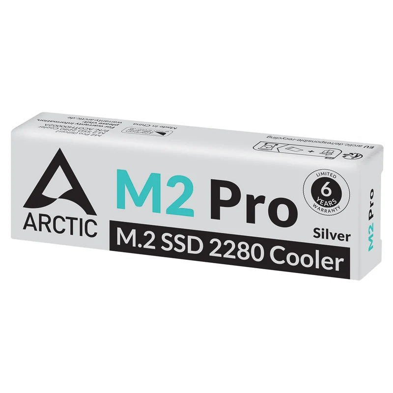 Arctic M2 Pro SSD Cooler for M.2 Drives (Silver, Black)