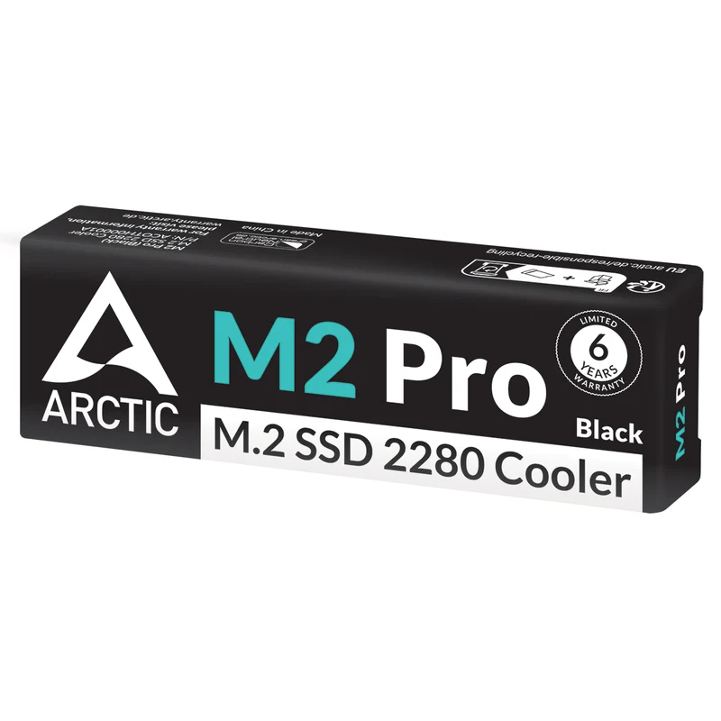 Arctic M2 Pro SSD Cooler for M.2 Drives (Silver, Black)
