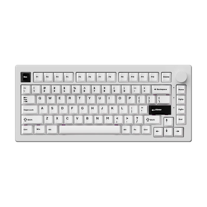 Akko 5075 V3 Multi-Mode RGB Hot-Swappable Mechanical Keyboard (Black on White) (Akko Frost Pink Switch)