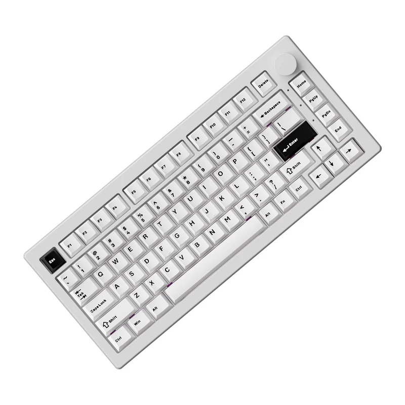 Akko 5075 V3 Multi-Mode RGB Hot-Swappable Mechanical Keyboard (Black on White) (Akko Frost Pink Switch)