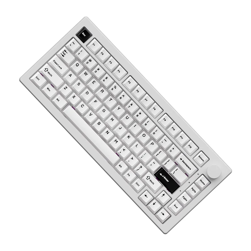 Akko 5075 V3 Multi-Mode RGB Hot-Swappable Mechanical Keyboard (Black on White) (Akko Frost Pink Switch)