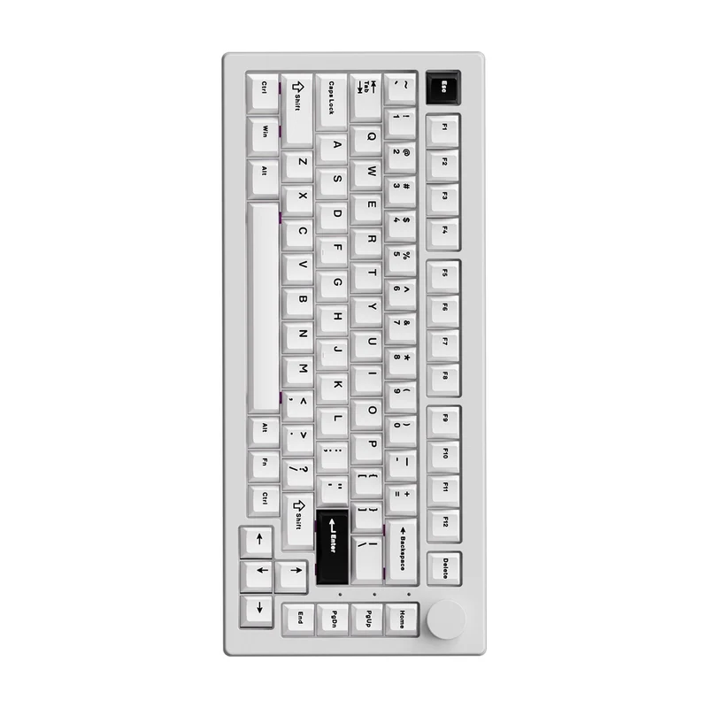 Akko 5075 V3 Multi-Mode RGB Hot-Swappable Mechanical Keyboard (Black on White) (Akko Frost Pink Switch)