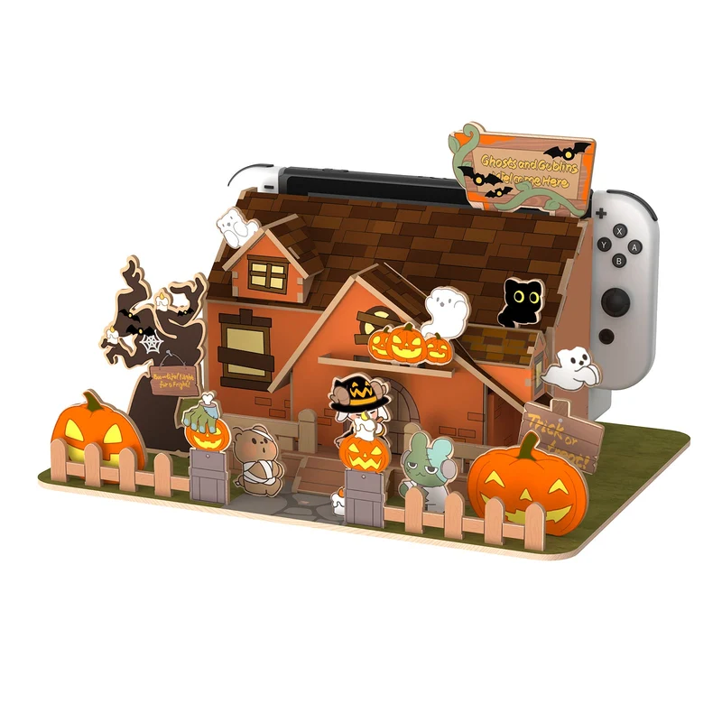IINE Pumpkin Ghost House Faceplate Cover for Nintendo Switch / Nintendo Switch OLED Dock (L1046)