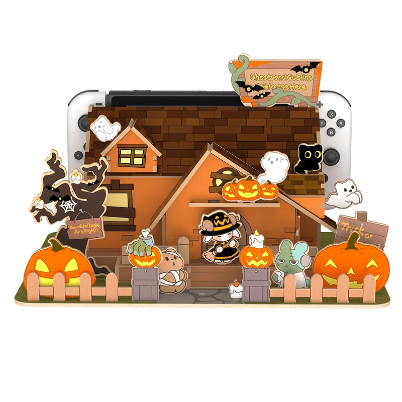 IINE Pumpkin Ghost House Faceplate Cover for Nintendo Switch / Nintendo Switch OLED Dock (L1046)
