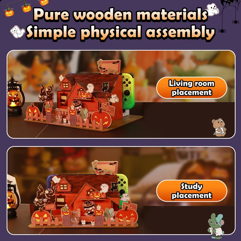IINE Pumpkin Ghost House Faceplate Cover for Nintendo Switch / Nintendo Switch OLED Dock (L1046)