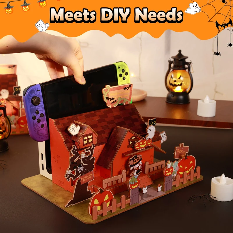 IINE Pumpkin Ghost House Faceplate Cover for Nintendo Switch / Nintendo Switch OLED Dock (L1046)