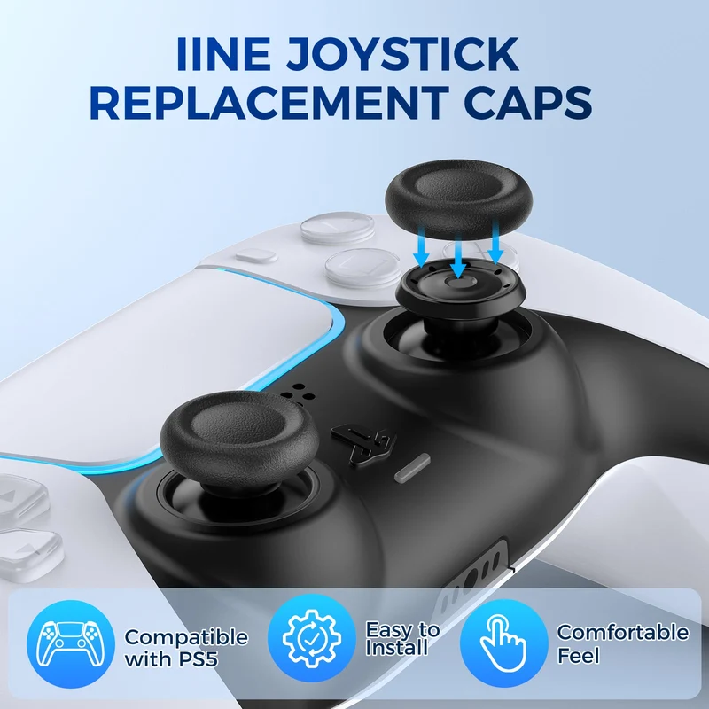 IINE Joystick Replacement Caps for PS5 Controller (Black) (L1053)
