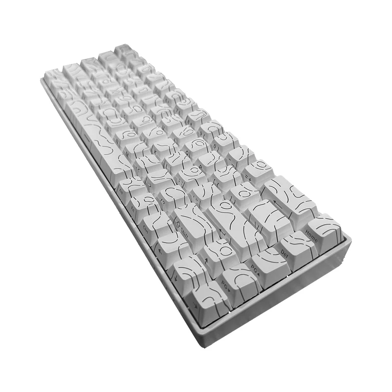 Ajazz AK680 V2 RGB Wired 68-Keys Aluminum Case Hot-Swappable Mechanical Keyboard (White Contour Line) (Ice Island Switch)
