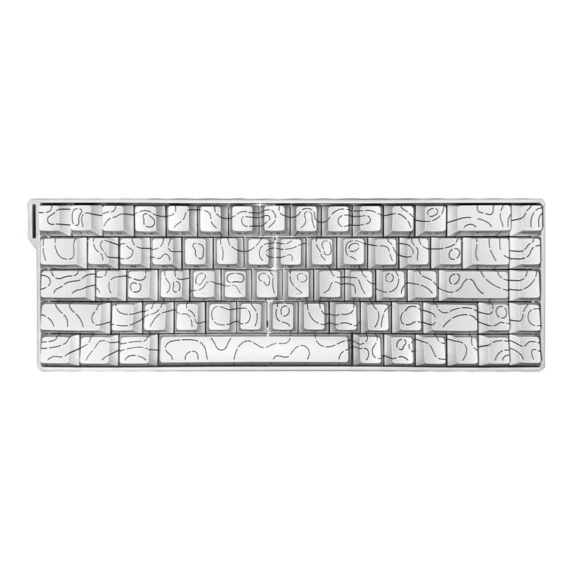 Ajazz AK680 V2 RGB Wired 68-Keys Aluminum Case Hot-Swappable Mechanical Keyboard (White Contour Line) (Ice Island Switch)