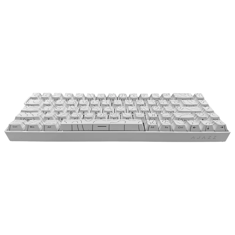 Ajazz AK680 V2 RGB Wired 68-Keys Aluminum Case Hot-Swappable Mechanical Keyboard (White Contour Line) (Ice Island Switch)
