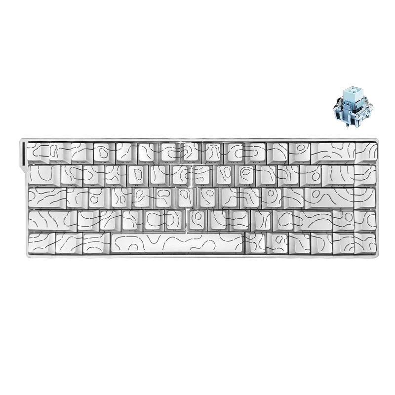 Ajazz AK680 V2 RGB Wired 68-Keys Aluminum Case Hot-Swappable Mechanical Keyboard (White Contour Line) (Ice Island Switch)