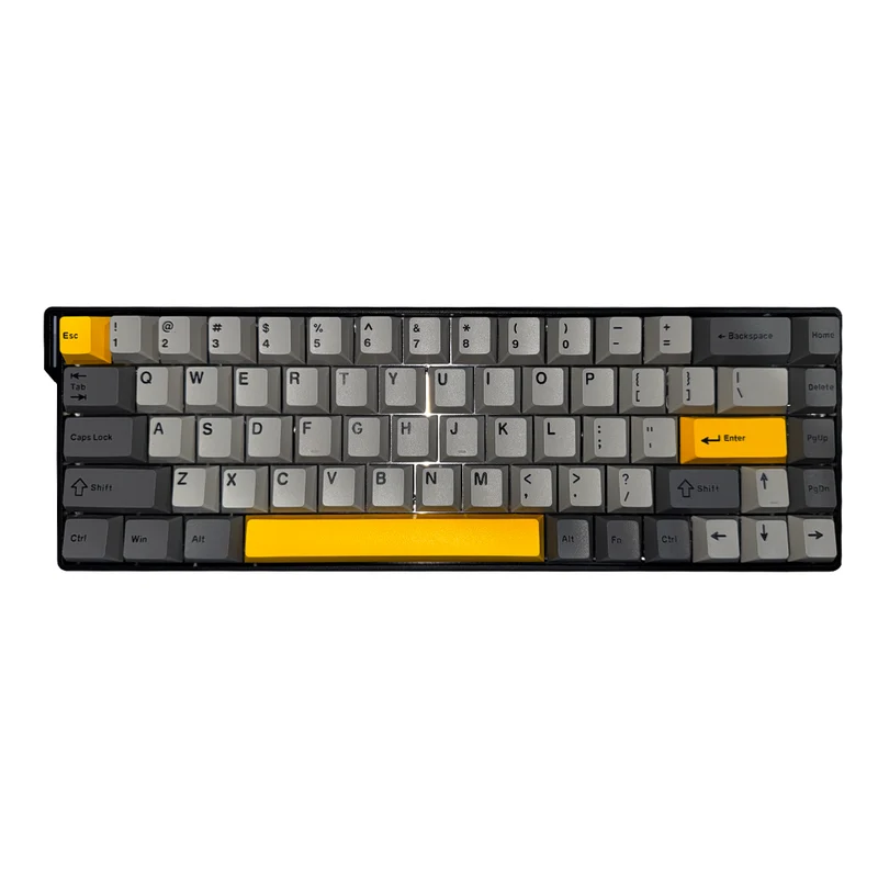 Ajazz AK680 V2 RGB Wired 68-Keys Aluminum Case Hot-Swappable Mechanical Keyboard (Black/Grey/Yellow) (Ice Island Switch)